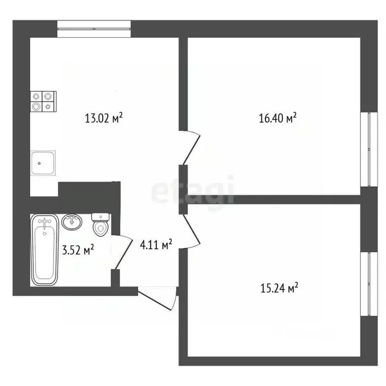 2-к кв. Тюменская область, Тюмень ул. Менжинского, 60 (54.9 м) - Фото 2