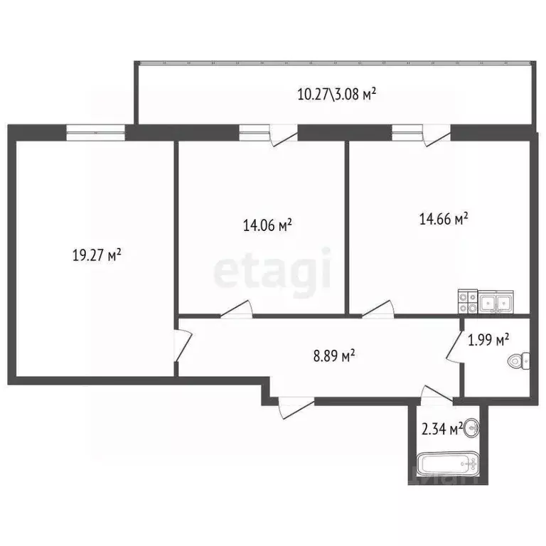2-к кв. Санкт-Петербург Парашютная ул., 38к2 (60.3 м) - Фото 1
