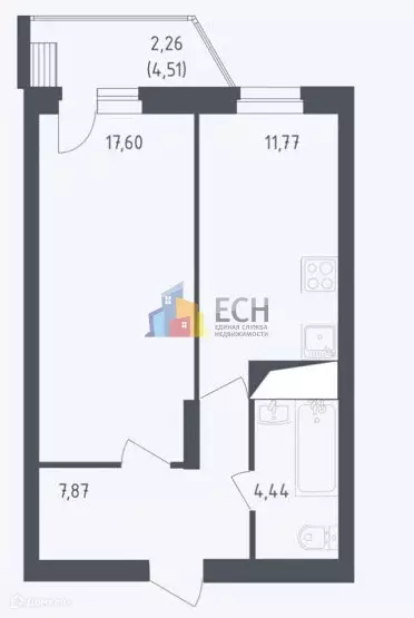 Продаётся 1-к квартира, 43.9 м - Фото 1