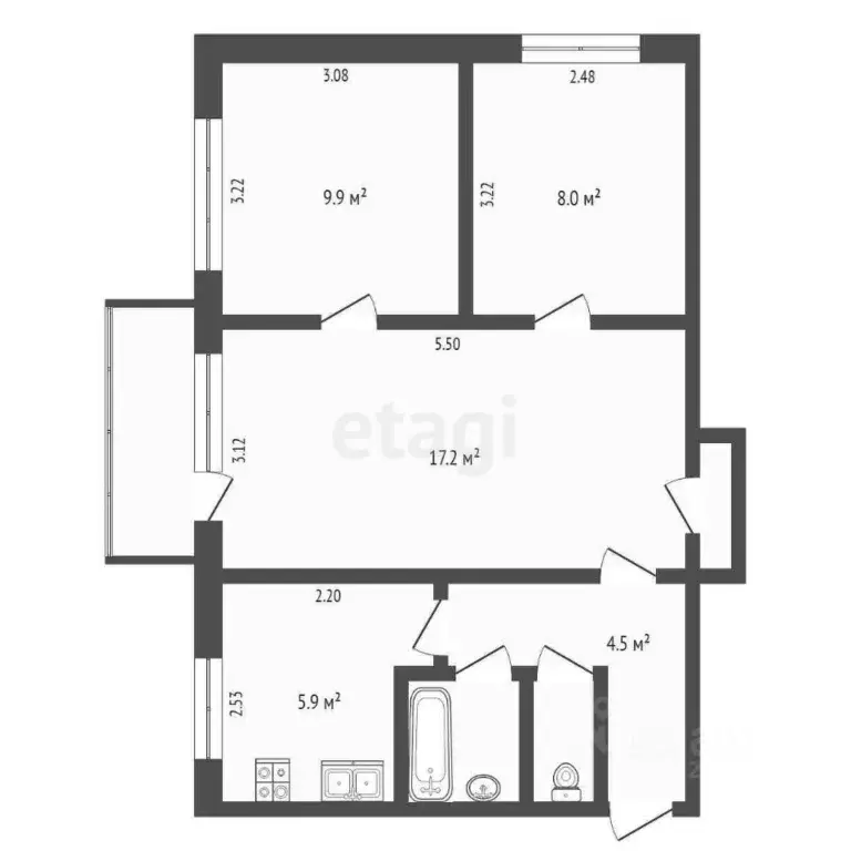 3-к кв. Вологодская область, Вологда Тепличный мкр, 13 (50.0 м) - Фото 2
