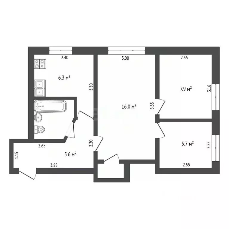 3-к кв. Крым, Бахчисарай ул. Лермонтова, 50А (45.0 м) - Фото 2