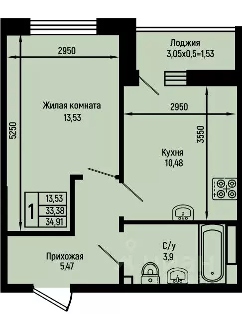 1-к кв. Краснодарский край, Туапсинский муниципальный округ, с. Небуг ... - Фото 0