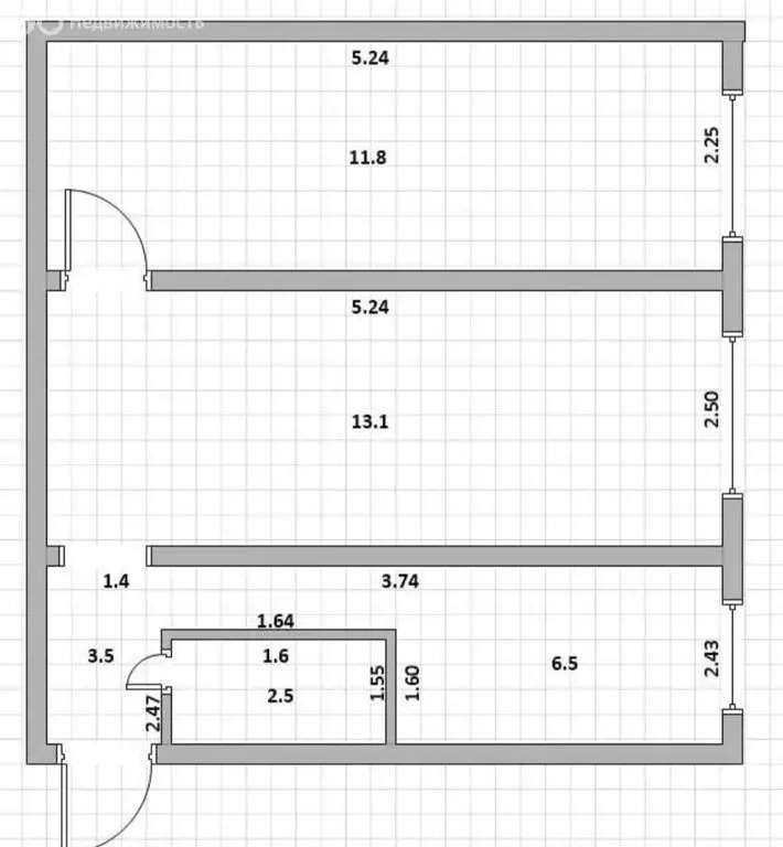 2-комнатная квартира: село Красноусольский, улица Блюхера, 5/1 (34.7 ... - Фото 1