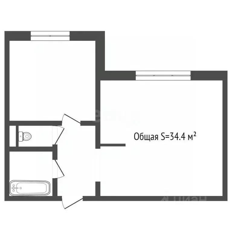 1-к кв. Кемеровская область, Кемерово Октябрьский просп., 97 (34.0 м) - Фото 2