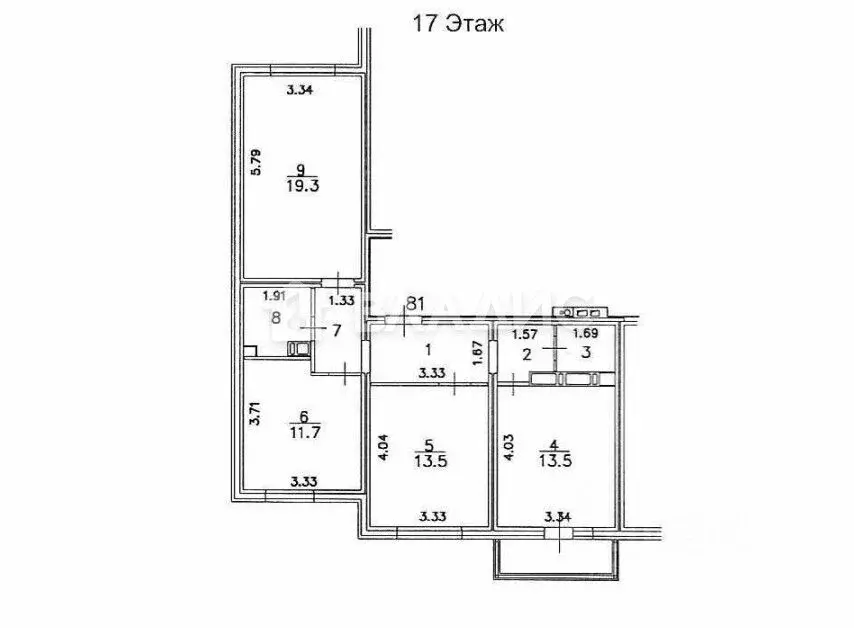 3-к кв. Воронежская область, Воронеж ул. Адмирала Чурсина, 16 (74.9 м) - Фото 2
