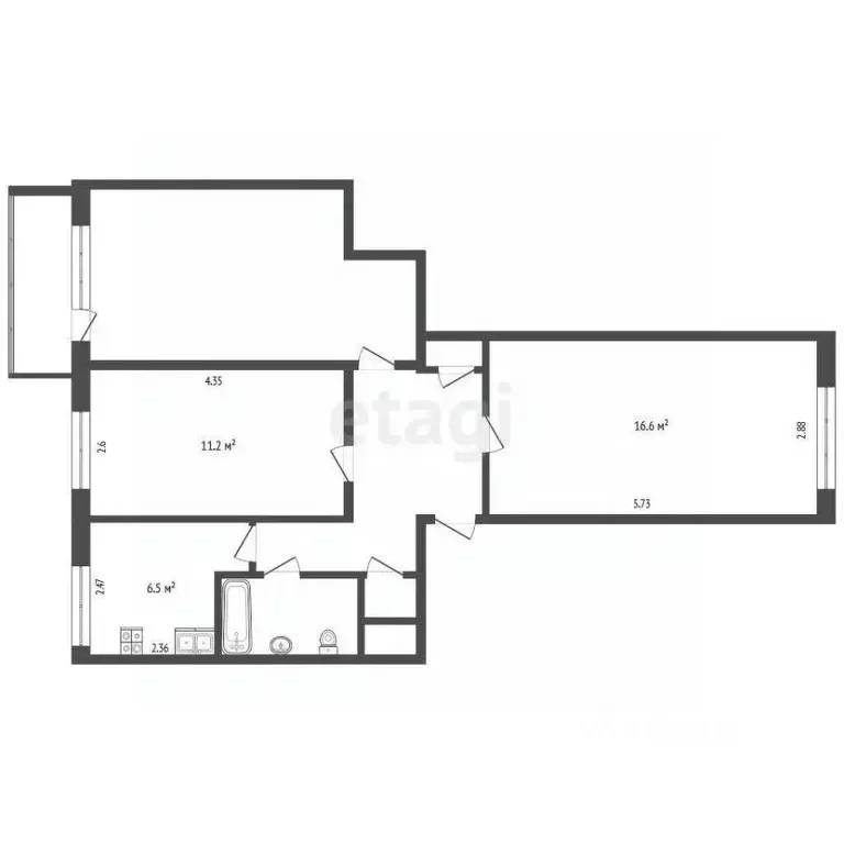 3-к кв. Архангельская область, Архангельск ул. Смольный Буян, 21 (61.7 ... - Фото 1