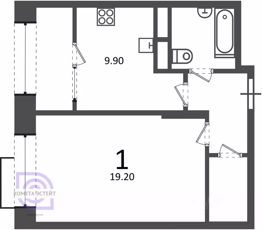 1-к кв. Москва Клинская ул., 2А (40.4 м) - Фото 2