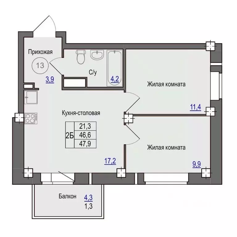 2-к кв. Псковская область, Псковский район, Завеличенская волость, д. ... - Фото 1
