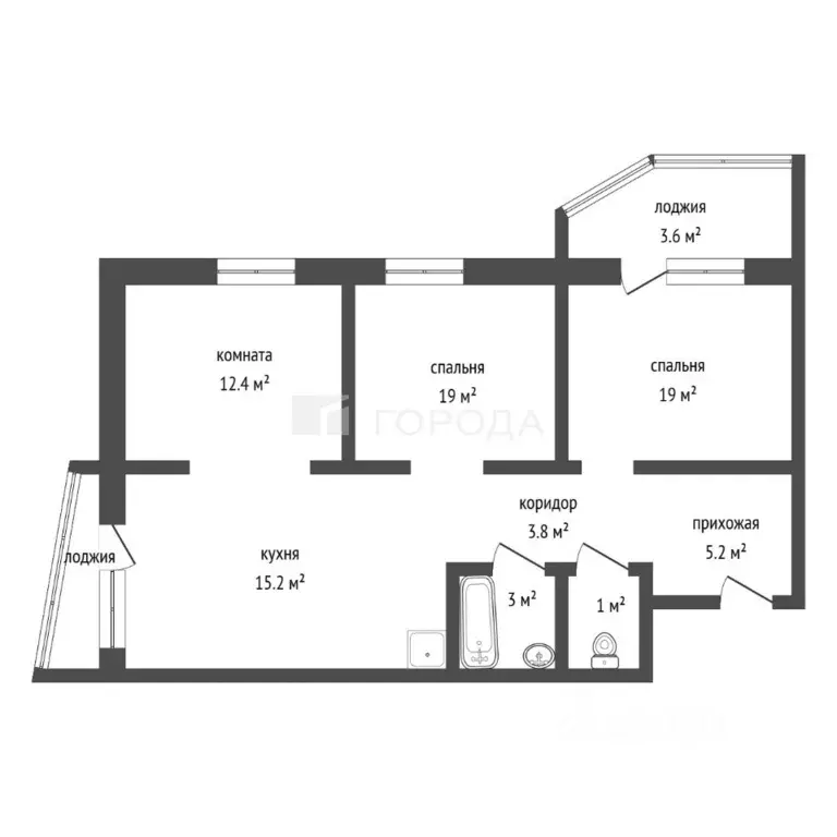 3-к кв. Алтайский край, Барнаул ул. Энтузиастов, 51 (64.2 м) - Фото 2
