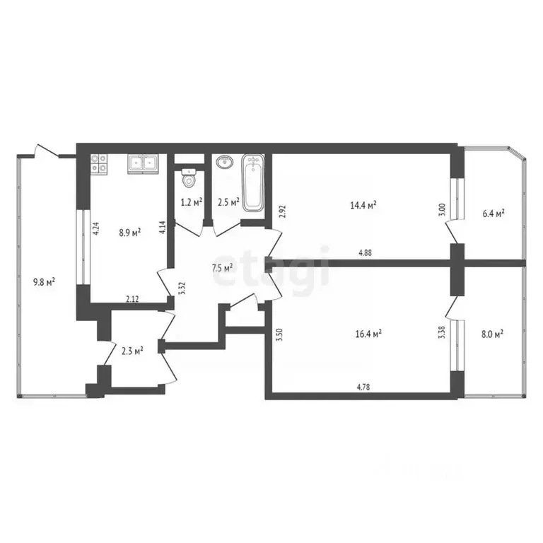 2-к кв. Крым, Ялта ул. Теплая Балка, 5 (70.0 м) - Фото 1