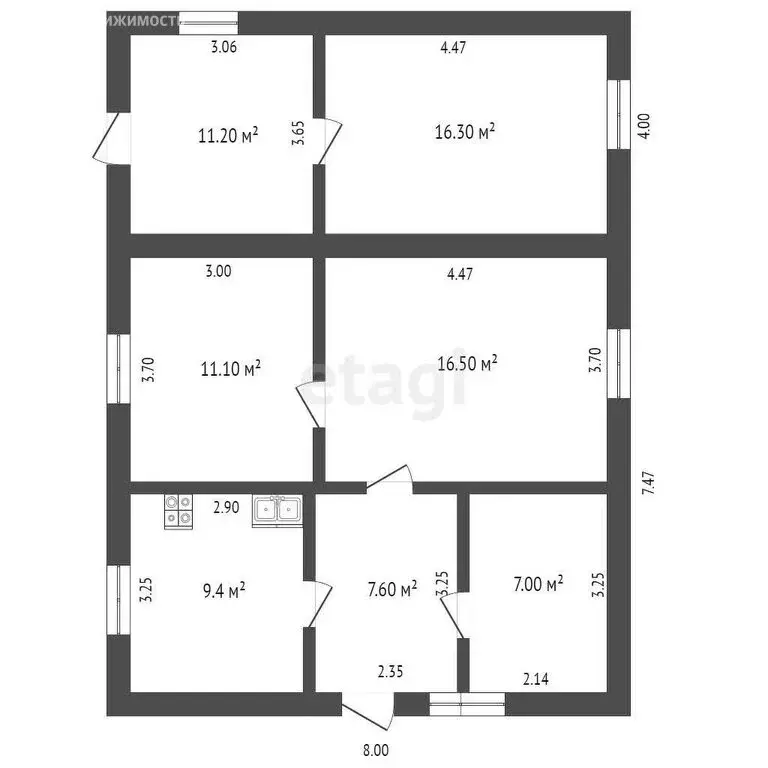 Дом в село Пахомова, Северная улица (85.4 м) - Фото 1