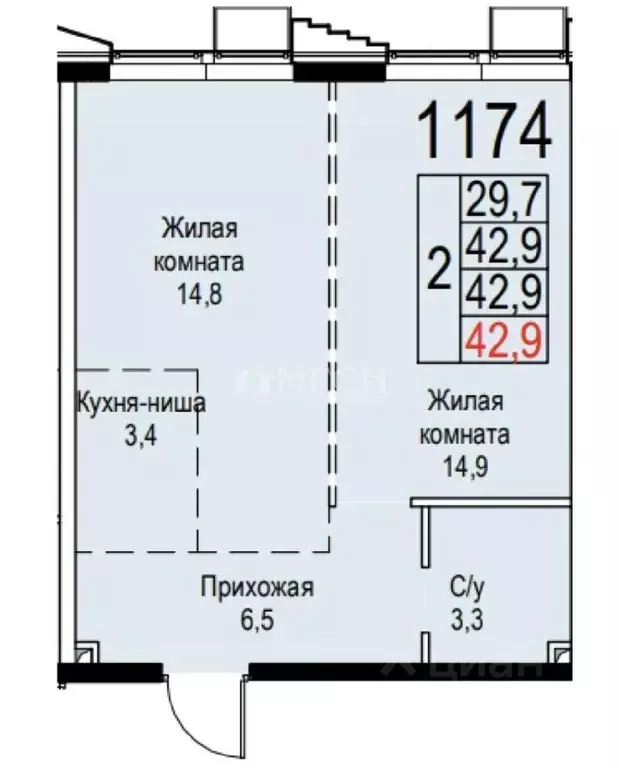 2-к кв. Москва Новоостаповская ул., 20 (43.1 м) - Фото 1