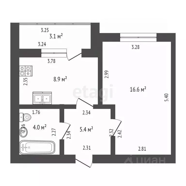 1-к кв. Башкортостан, Стерлитамакский район, Отрадовский сельсовет, с. ... - Фото 2