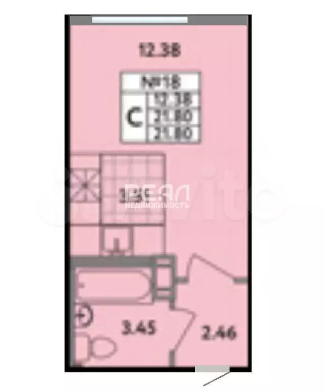 Квартира-студия, 21,4 м, 2/24 эт. - Фото 0