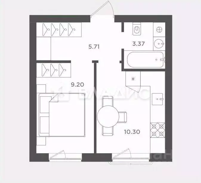 1-к кв. Калининградская область, Гурьевский муниципальный округ, пос. ... - Фото 2
