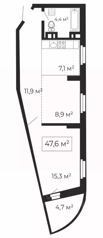 2-к кв. Челябинская область, Челябинск ул. Курчатова, 11 (47.6 м) - Фото 2