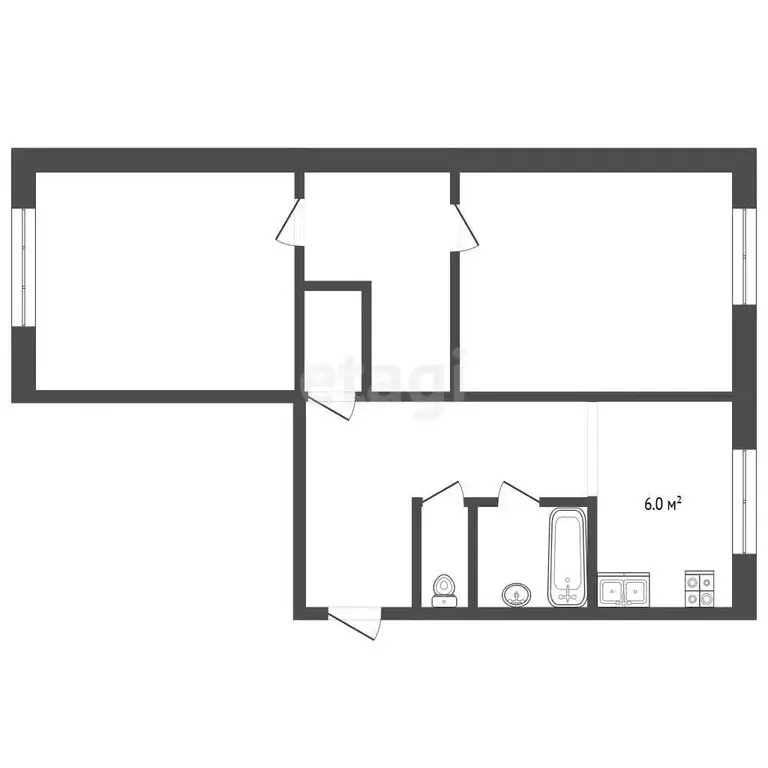 2-комнатная квартира: Чебаркуль, улица Мира, 30А (46.3 м) - Фото 1