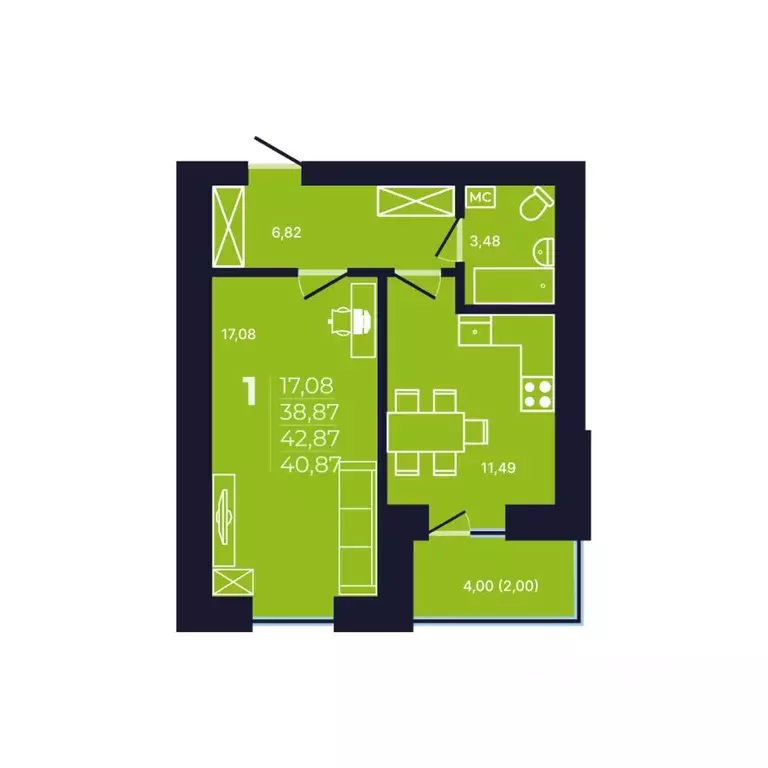 1-к кв. Башкортостан, Уфа ул. Михаила Зайцева, 8 (40.87 м) - Фото 0