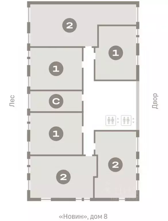 2-к кв. Ханты-Мансийский АО, Сургут 35-й мкр, Квартал Новин жилой ... - Фото 2