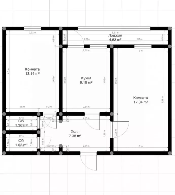 2-к кв. Кабардино-Балкария, Нальчик ул. Тарчокова (54.0 м) - Фото 1