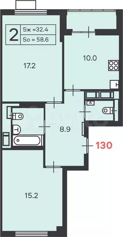 Аукцион: 2-к. квартира, 57,3 м, 16/24 эт. - Фото 0