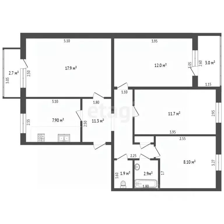 4-к кв. Ростовская область, Шахты Енисейский пер., 26 (73.5 м) - Фото 1