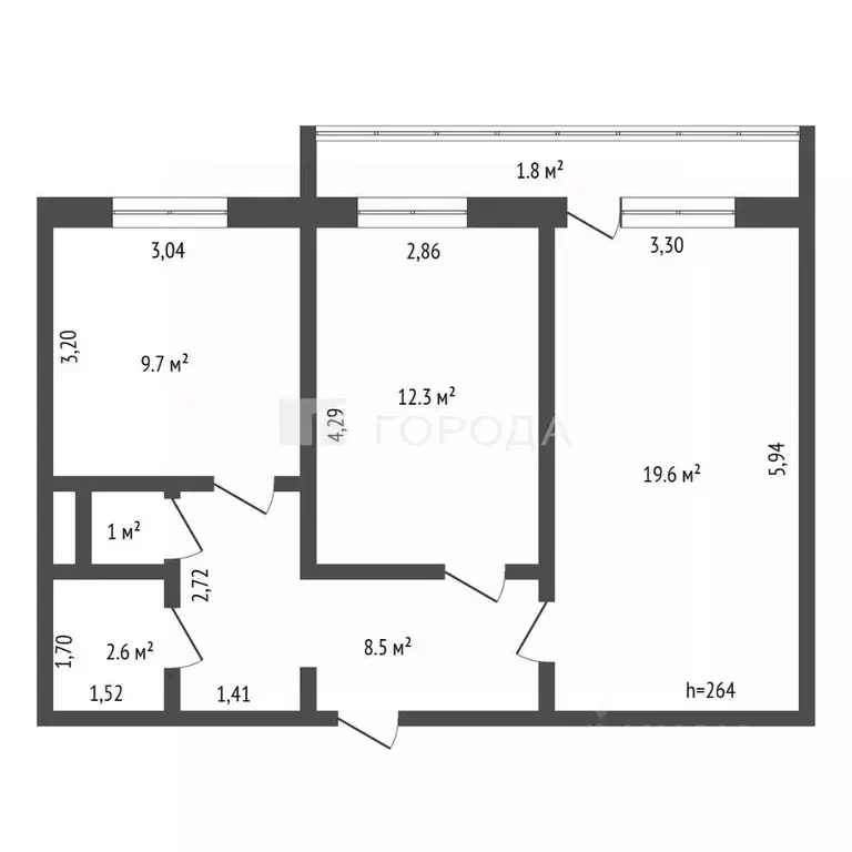 2-к кв. Томская область, Томск пос. Светлый, 18 (53.7 м) - Фото 2