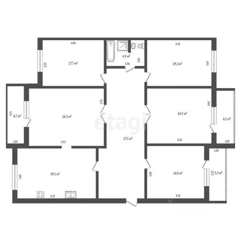 4-к кв. Тамбовская область, Тамбов Астраханская ул., 5 (168.0 м) - Фото 1