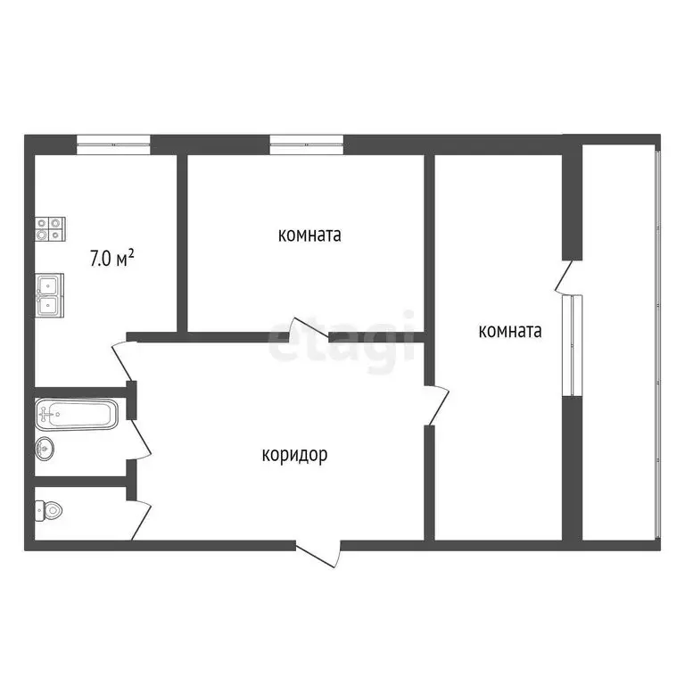 2-комнатная квартира: Муром, Пролетарская улица, 50 (50 м) - Фото 1