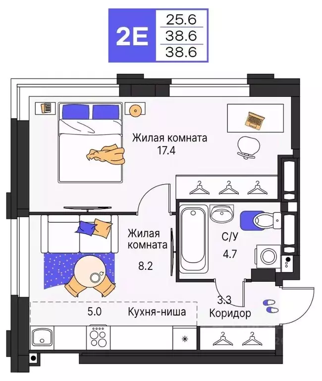 2-к кв. Пермский край, Пермь ул. Карла Модераха, 7 (38.6 м) - Фото 1