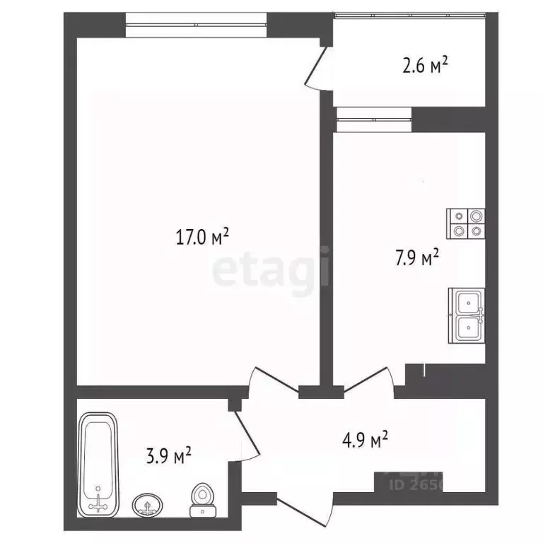 1-к кв. Севастополь ул. Токарева, 18Дк1 (33.9 м) - Фото 1