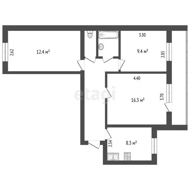 3-комнатная квартира: Томск, Красноармейская улица, 122 (61.2 м) - Фото 0