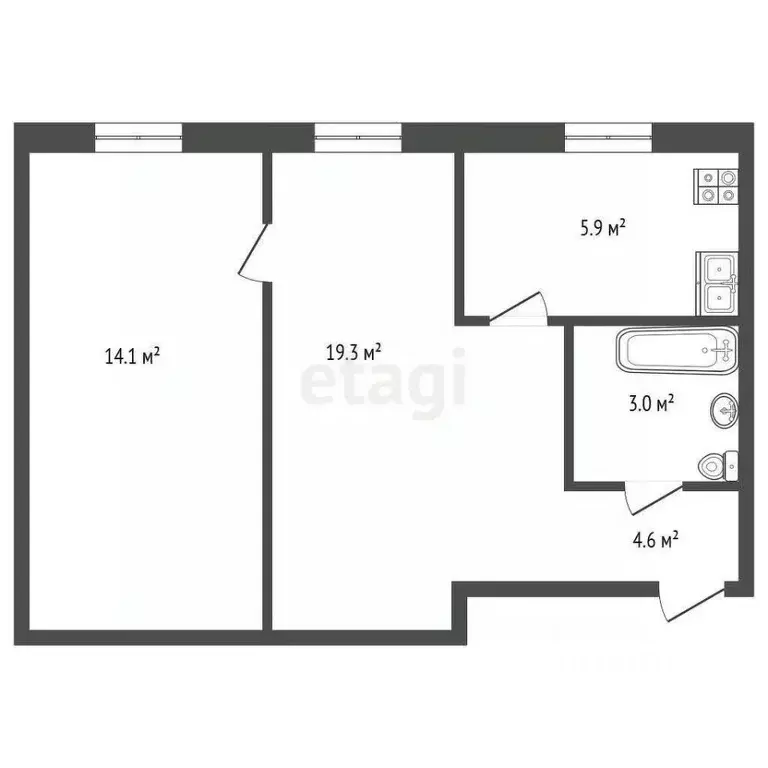 2-к кв. Тюменская область, Тюмень проезд Геологоразведчиков, 52 (46.9 ... - Фото 2