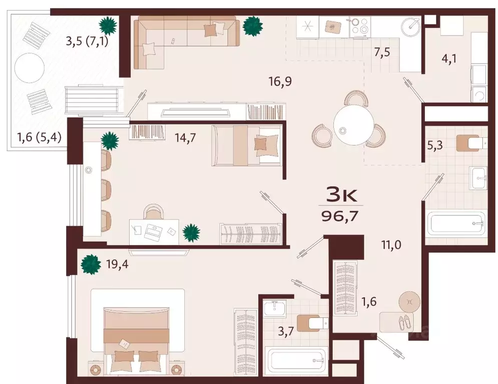3-к кв. Крым, Ялта ул. Спендиарова, 5 (96.7 м) - Фото 1