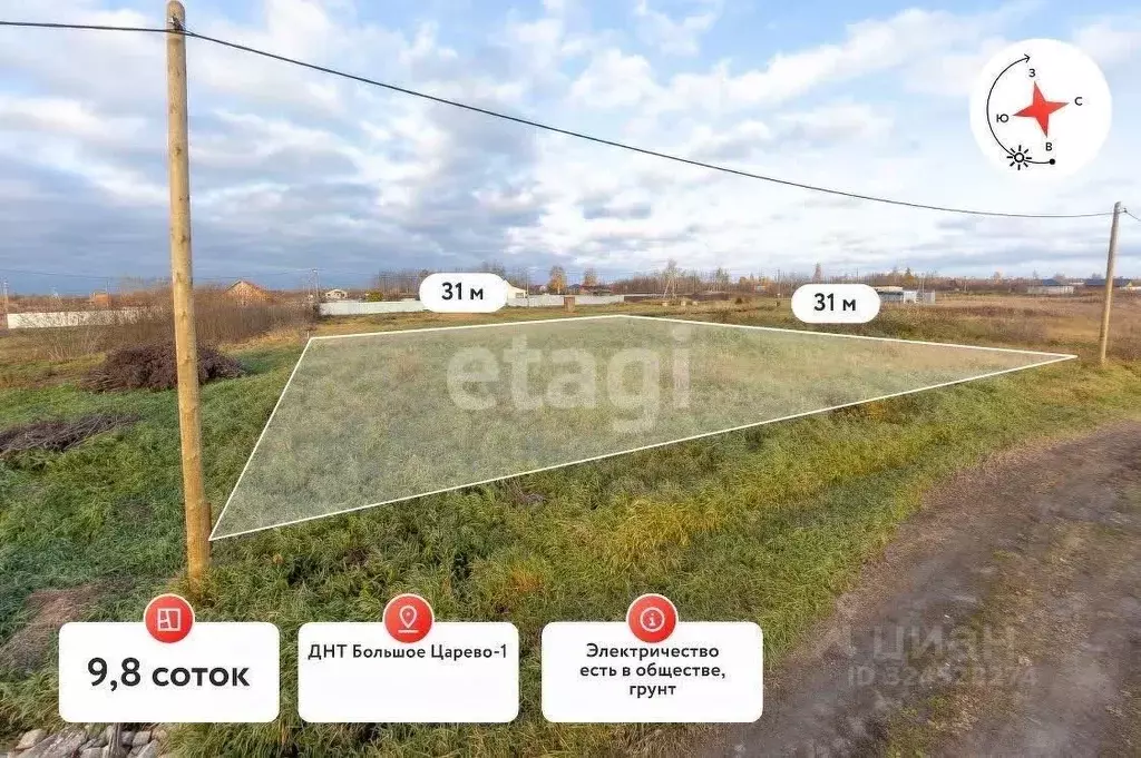 Участок в Тюменская область, Тюмень Большое Царево-1 СНТ,  (9.7 сот.) - Фото 1