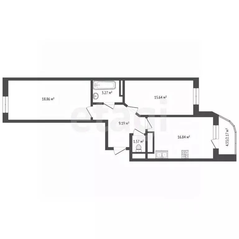 2-к кв. Московская область, Балашиха бул. Горенский, 5 (65.5 м) - Фото 2