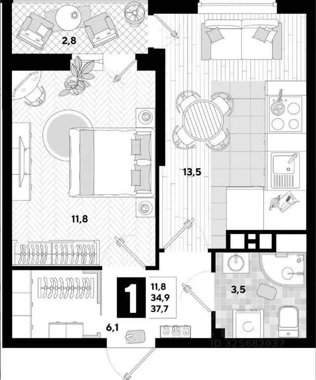 1-к кв. Краснодарский край, Краснодар ул. Ивана Беличенко, 95 (37.0 м) - Фото 2
