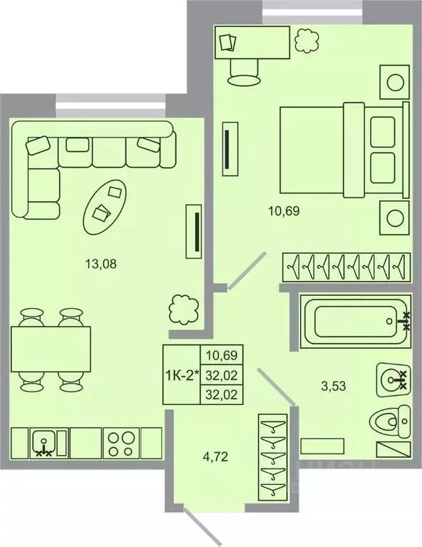 1-к кв. Ленинградская область, Всеволожский район, пос. Бугры Стороны ... - Фото 1