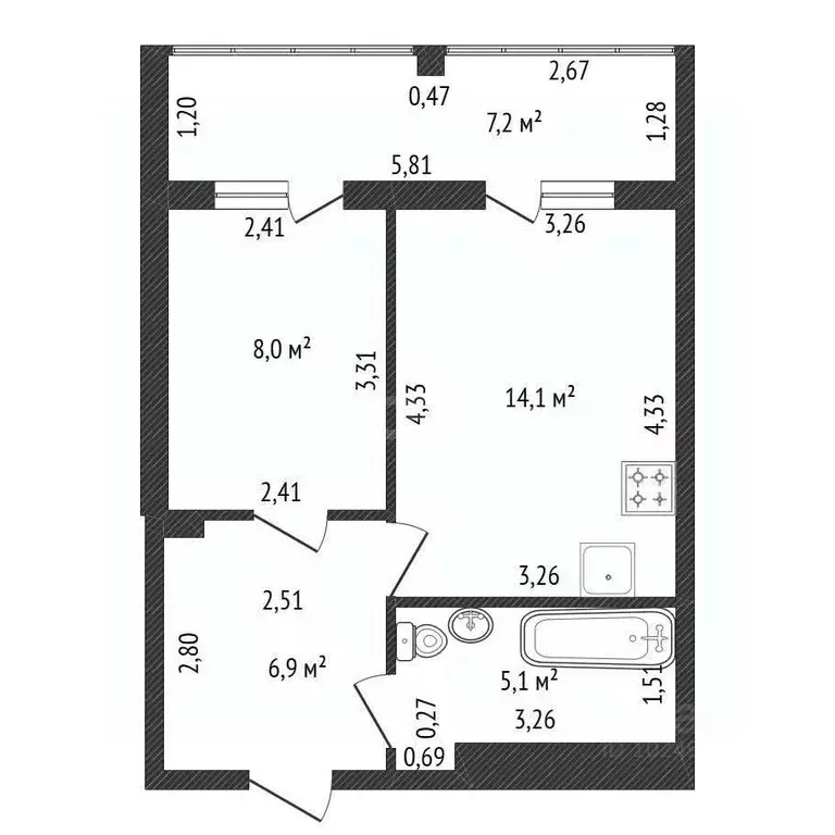 2-к кв. Башкортостан, Уфа Бакалинская ул., 4 (34.3 м) - Фото 2
