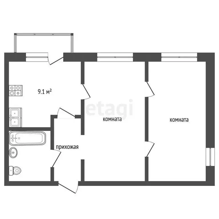 2-комнатная квартира: деревня Патрушева, улица Александра Пушкина, 3 ... - Фото 1