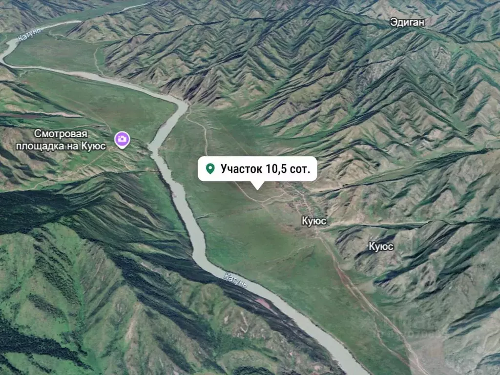 Участок в Алтай, Чемальский район, с. Куюс Центральная ул. (10.5 сот.) - Фото 2