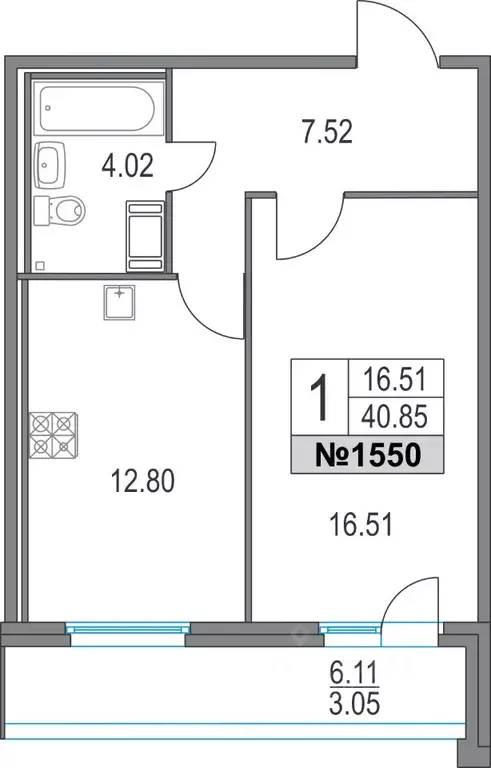 1-к кв. Санкт-Петербург Богатырский просп., 2А (40.85 м) - Фото 0