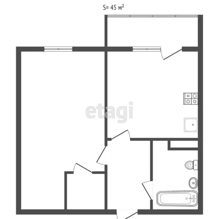 1-к кв. Тульская область, Киреевск Брусяновский мкр, 12 (30.5 м) - Фото 1