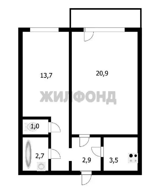 2-комнатная квартира: Новосибирск, Плющихинская улица, 2 (48.1 м) - Фото 0