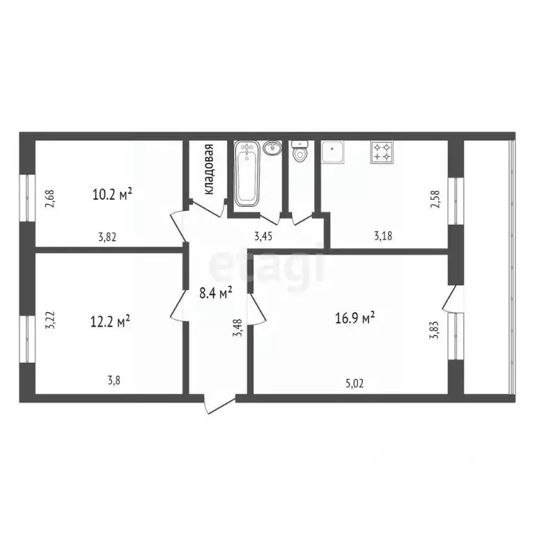 3-к кв. Красноярский край, Красноярск ул. Водянникова, 2А (61.1 м) - Фото 2