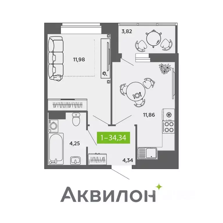 1-к кв. Архангельская область, Северодвинск ул. Мира, 5 (34.34 м) - Фото 0