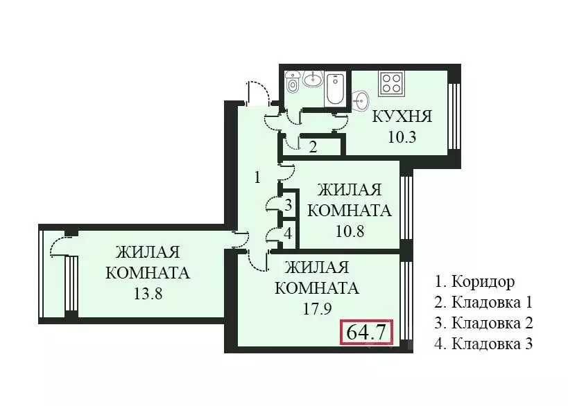 3-к кв. Санкт-Петербург просп. Энгельса, 113К2 (64.7 м) - Фото 1