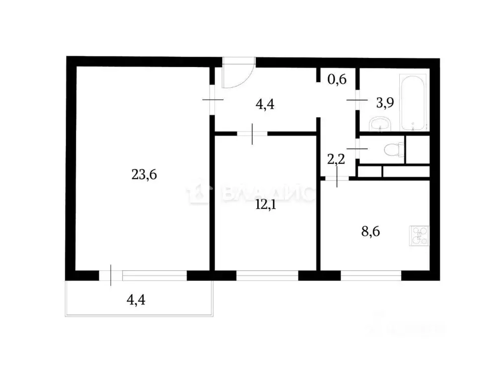 2-к кв. Москва Большая Очаковская ул., 28 (55.0 м) - Фото 2