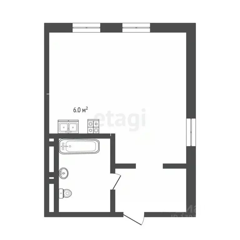 Студия Тюменская область, Тюмень ул. Республики, 204к5 (27.0 м) - Фото 2