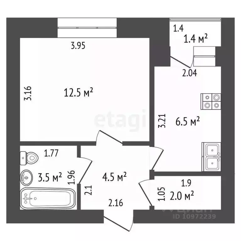 1-к кв. Башкортостан, Стерлитамак Михайловский мкр, ул. Сазонова, 26 ... - Фото 2